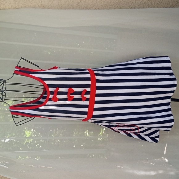 Sourpuss Summer  Dress Blue & White Stripe w Embroidered Octopus XL - Picture 1 of 11